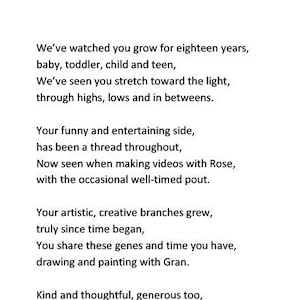 Personalised bespoke poem - birthday/wedding/anniversary/just because
