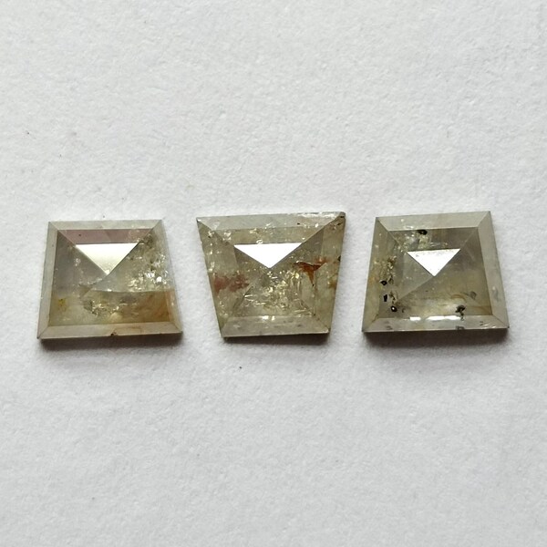 1.77Ct Trapezoidal Salt and Pepper Diamond Pair 5.7x4.6mm Natural Polished Loose Diamond for Ring, Pendant or Earrings Pair021