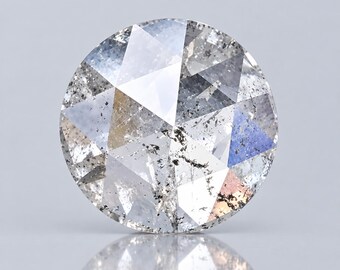Diamante redondo talla rosa con vetas de sal y pimienta de 0,72 ct, diamante natural suelto (6,3 mm)