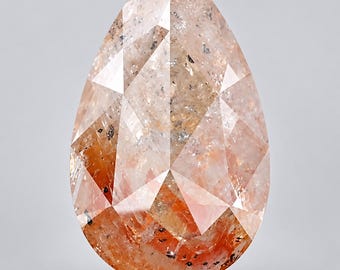 Diamante rojo pera con vetas de sal y pimienta de 2,40 quilates: Piedra natural suelta (10,2 x 6,5 mm)
