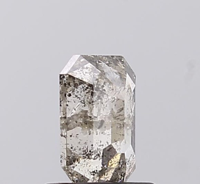0.88Ct Emerald Cut Salt and Pepper Loose Diamond: 6.5x4.7mm image 4