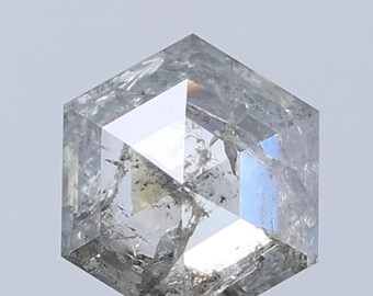 1,36 karaat zeshoekige zout-en-peperdiamant: natuurlijke losse steen (8x6,8 mm)