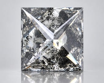 Diamante suelto Princess Salt and Pepper de 1,11 ct: Diamante natural de 5,7 x 5,6 mm
