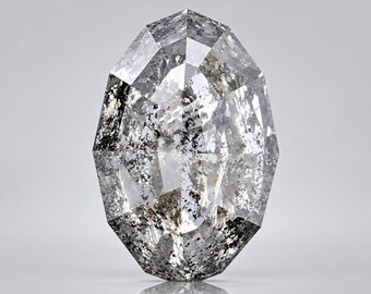 Diamante ovalado de 1,37 ct con patrón de sal y pimienta: piedra natural suelta (8,8 x 6,1 mm)