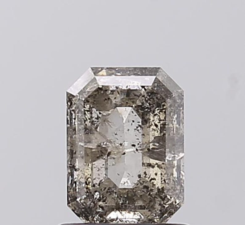 0.88Ct Emerald Cut Salt and Pepper Loose Diamond: 6.5x4.7mm image 8