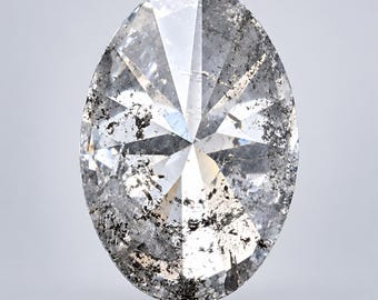 Diamante ovalado de 1 quilate con patrón sal y pimienta: piedra natural suelta (7,7 x 5,4 mm)