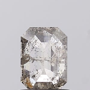 0.88Ct Emerald Cut Salt and Pepper Loose Diamond: 6.5x4.7mm image 1