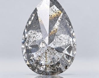 Diamante en forma de pera con vetas de sal y pimienta de 1,45 quilates: Piedra natural suelta (8,7 x 5,9 mm)