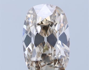 1,26 ct langwerpige kussenvormige lichtbruine diamant: 8,9 x 5,6 mm natuurlijke losse diamant met oude mijnslijping
