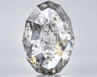 Diamante ovalado de 1,30 ct con patrón de sal y pimienta: piedra natural suelta (8,6 x 5,7 mm)