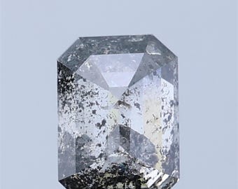 1,40 ct smaragdgroene zout-en-peper diamant (7,6 x 5,5 mm) natuurlijke gepolijste losse diamant