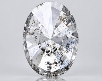 Diamante ovalado de 1,43 ct con patrón de sal y pimienta: piedra natural suelta (7,7 x 5,7 mm)