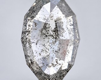 Diamante ovalado de 1,27 ct con patrón de sal y pimienta: piedra natural suelta (9,1 x 5,7 mm)