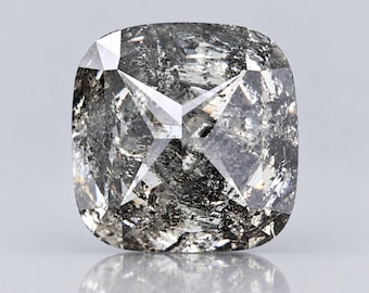 Diamante talla cojín sal y pimienta de 1,74 quilates: diamante natural suelto de 6,4 mm.
