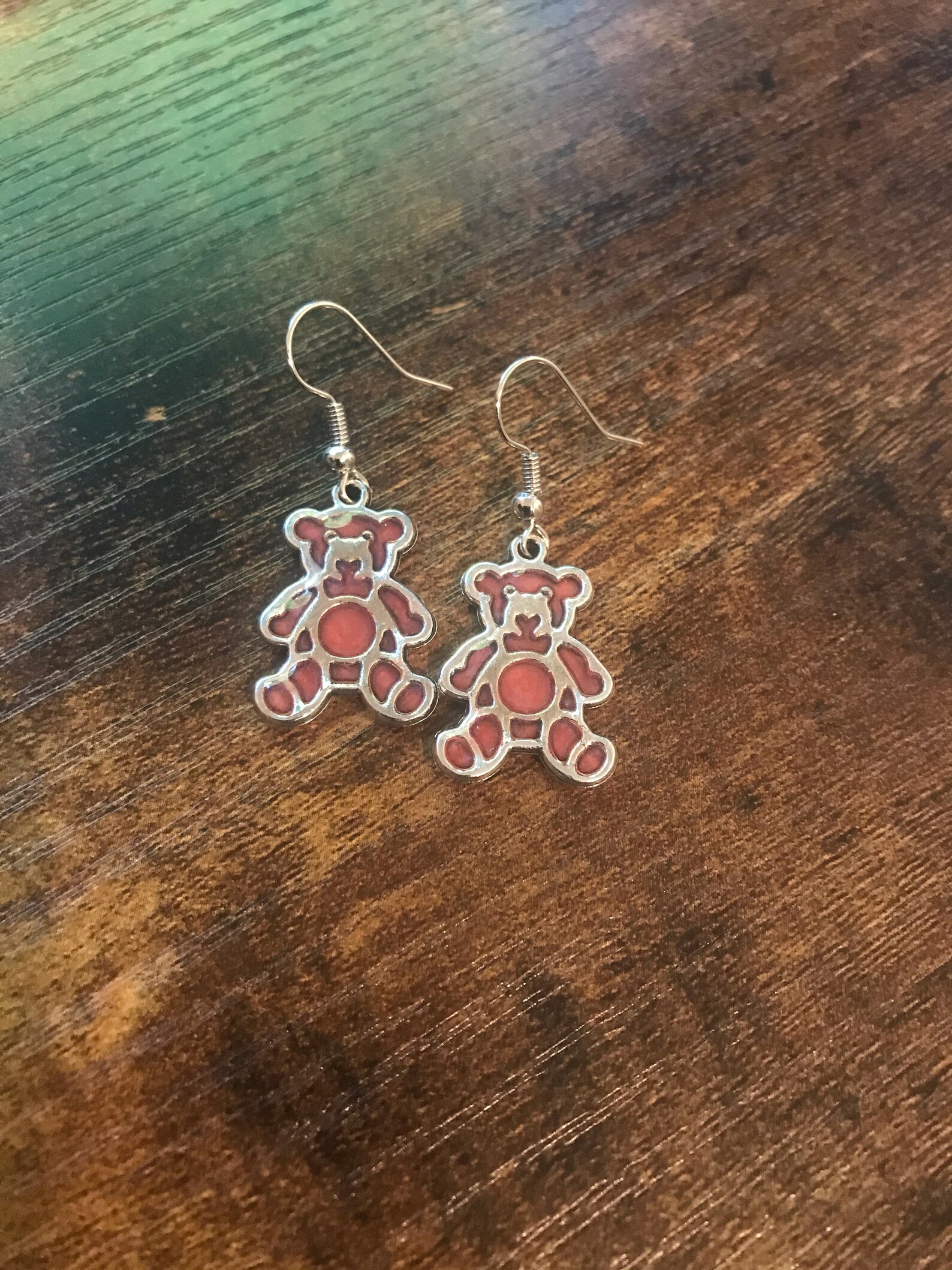 Red Teddy Bear Earrings Etsy