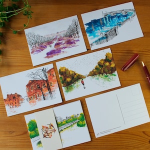 6 cartes postales illustrées Windsor & Eton