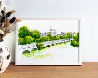Windsor Castle, A4 Limited Edition Giclée Print, Watercolour Illustration, 30x40cm Mount