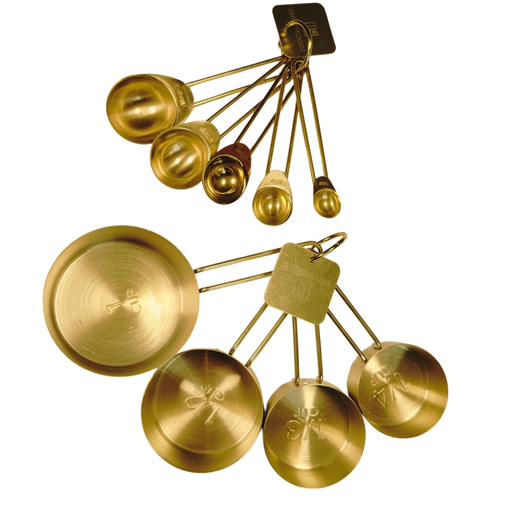 Gold Measuring Cups and Measuring Spoons, Kitchen Utensils, Premium