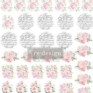 Può includere: Un foglio di carta transferibile stampabile con 24 motivi floreali. I motivi includono rose rosa, ortensie e altri fiori. La carta è progettata per essere utilizzata con una stampante e può essere utilizzata per creare motivi personalizzati su una varietà di superfici.