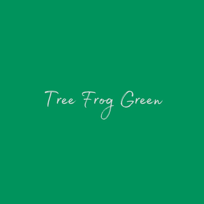 May include: A solid green background with the text "Tree Frog Green" written in white.