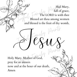 Rosary Prayers Collection Wall Art Printable | Our Father | Hail Mary ...