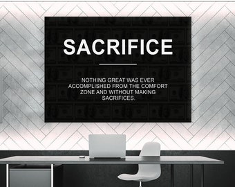 Sacrifice Prints Motivational Quote Canvas For Office Wall Art Entrepreneur Success Poster Inspirational Sayings Sign Office Definition