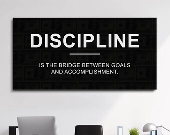 Discipline Poster Motivation Home Office Wall Art Success Canvas Workspace Landscape Wall Art Discipline Definition Prints Entrepreneur Gift