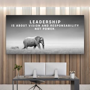 Leadership Wall Art Inspirational Quotes Canvas For Office Wall Art Leader Poster Motivational Canvas Workspace Decor Elephant Wall Art