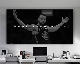 Steph Curry Wall Art Motivational Canvas Prove Them Wrong Quote For Office Decor Basketball Wall Art Hustle Poster Inspiring Saying Print