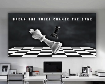 Motivational Chess Wall Art Modern Entrepreneur Canvas Office Wall Art King Chess Poster For Workspace Decor Success Quotes Prints