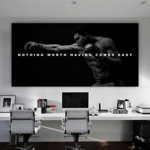 Muhammad Ali Wall Art Motivational Quote Landscape Canvas Modern Office Decor Entrepreneur Gift Success Poster Encouragement Saying