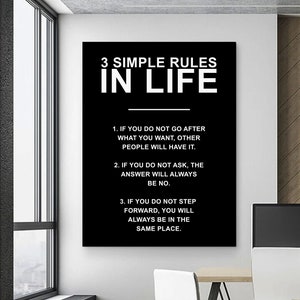 Rules Of Life Inspirational Wall Art For Office Decor Positive Affirmations Quotes For Success Mindset Poster Inspiration Sayings Print