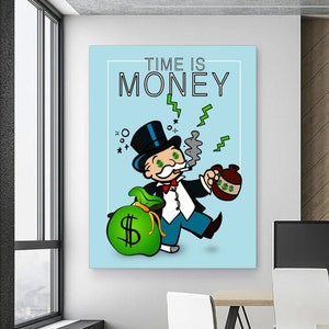Time is Money Poster Inspirational Money Wall Art For Office Prints Motivation Entrepreneur Canvas Business Quote Sign Millionaire Wall Art
