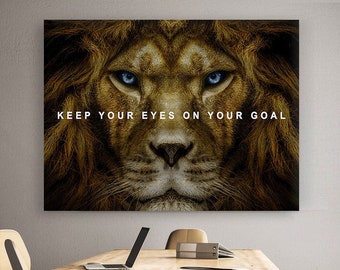 Lion Canvas Keep Your Eyes On Your Goal Motivational Wall Art For Office Decor Inspirational Quote Entrepreneur Print Success Framed Poster