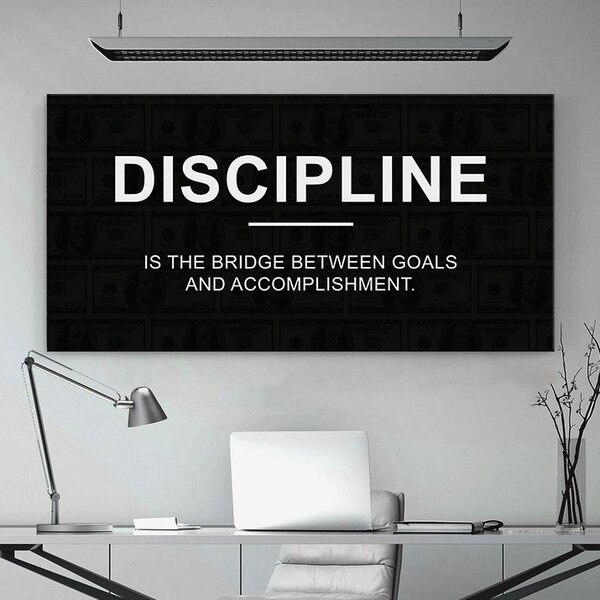 Discipline Definition Wall Art Modern Office Decor Motivational Quote Entrepreneur Art Successful Mindset Poster Inspirational Saying Canvas