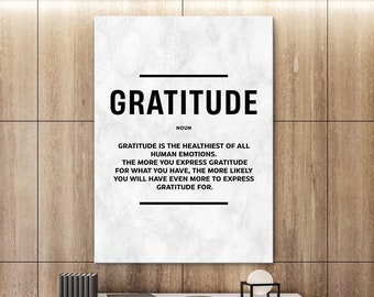 Gratitude Definition Print Inspirational Quote Wall Art Home Office Decor Be Grateful Poster Positive Affirmation Sign Success Mindset