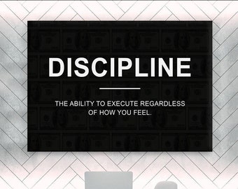Discipline Quote Motivational Wall Art, Office Sign Decor, Discipline Definition Poster, Entrepreneur Canvas Print, Success Quote Canvas