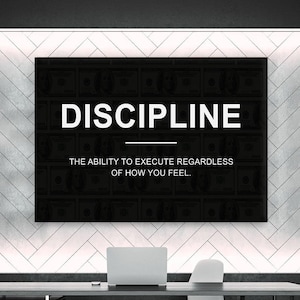 Discipline Quote Motivational Wall Art, Office Sign Decor, Discipline Definition Poster, Entrepreneur Canvas Print, Success Quote Canvas