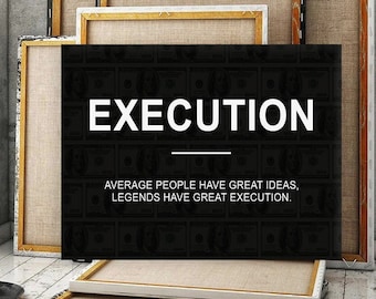 Execution Definition Wall Art Office Decor, Motivational Wall Art Quote Entrepreneur Canvas Print, Inspirational Noun Success Legends Poster