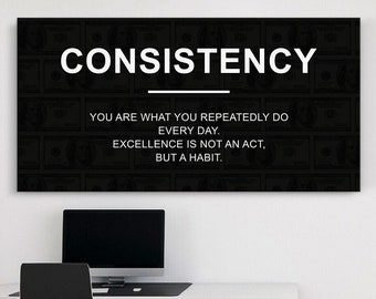 Consistency Wall Art Definition Print Motivational Wall Art Home Office Decor Entrepreneur Gift Success Quote Poster Be Consistent Sign