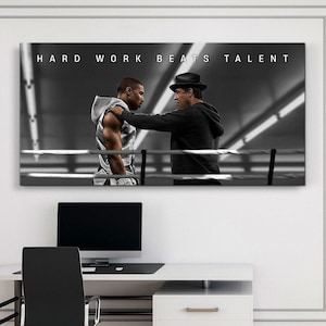 Hard Work Beats Talent Inspirational Wall Art For Office Decor Boxing Poster For Gym Wall Decor Success Mindset Quotes Motivational Canvas