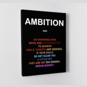Ambition Canvas Prints Inspirational Sign For Home Office Wall Art Ambition Definition Poster Success Quote Prints Entrepreneur Motivation