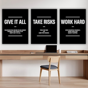 3 Piece Motivational Wall Art For Office Decor Inspirational Canvas For Home Office Wall Art Success Quotes Definition Motivational Poster