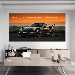 Motivational Quote Porsche Wall Art For Office Decor Landscape Canvas Entrepreneur Gift Inspirational Poster Successful Mindset Art Print