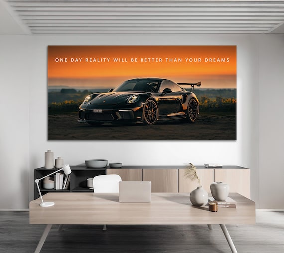 Motivational Quote Porsche Wall Art For Office Decor Landscape Canvas Entrepreneur Gift Inspirational Poster Successful Mindset Art Print