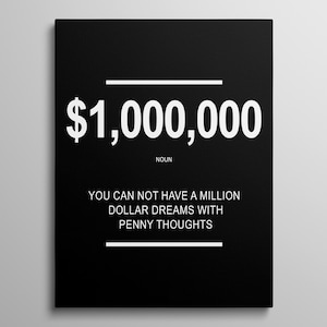 One Million Dollars Poster Inspirational Quote Wall Art For Home Office Decor Motivational Money Canvas Entrepreneur Prints Millionaire Sign