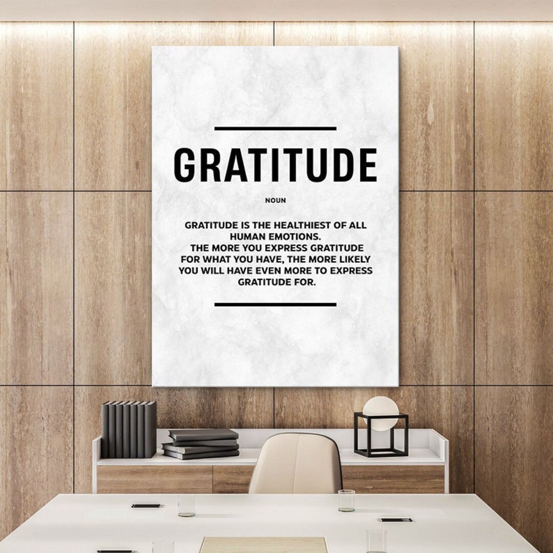 Gratitude Definition Print Inspirational Quote Wall Art Home Office