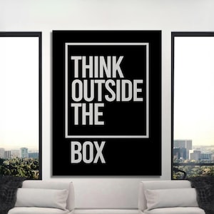 Think Outside The Box Poster Inspirational Quotes Canvas For Home Office Wall Decor, Entrepreneur Prints Success Mindset Wall Art