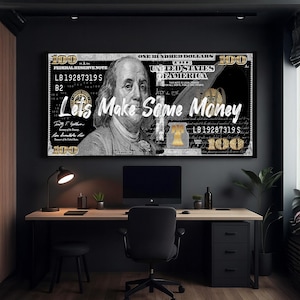 Money Wall Art Motivational Quote Poster For Office Wall Decor 100 Dollars Bill Prints Millionaire Canvas Inspirational Investing Wall Art