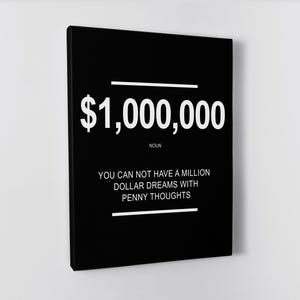 One Million Dollars Poster Inspirational Quote Wall Art For Home Office Decor Motivational Money Canvas Entrepreneur Prints Millionaire Sign